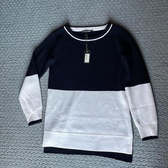 Rag&Bone Jean women’s Pamela wool sweater black/cream Size S NWT - Picture 3 of 9